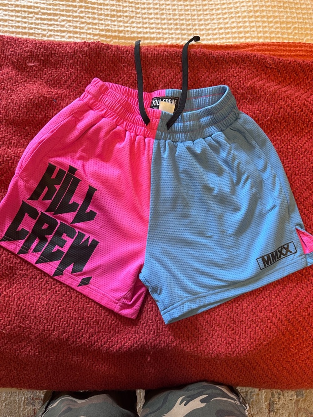 Kill Crew Pink and Light Blue Two-Tone Athletic Shorts